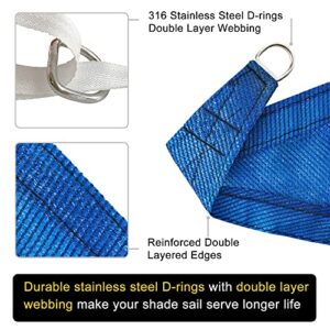 Sun Shade Sail 16'x16' Blue & Shade Sail Hardware Kit with Nylon Coated Cable Wire