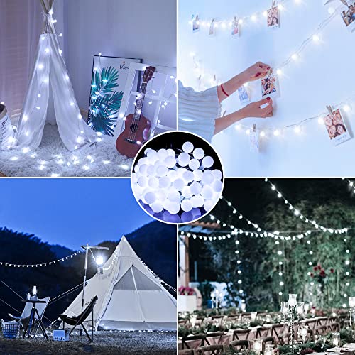 HEYFUNi Globe String Lights 39 Feet 100 led, 8 Modes Fairy String Lights Plug in,Indoor String Lights for Bedroom,Classroom,Outdoor String Lights for Patio,Garden,Party,Wedding-White