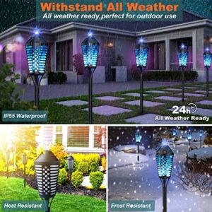 NefCase Solar Torch Lights with Flickering Flame, 40" Outdoor Waterproof Solar Flame Torch Lights, Auto On/Off Security Solar Tiki Torches for Yard Deck Garden Patio Decoration (4Pack, Blue)