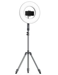 14″ selfie ring light, ring light with stand features 78″ extendable tripod and 2 phone holders, dimmable led ring light for makeup studio portrait youtube vlog video recording