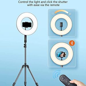 14" Selfie Ring Light, Ring Light with Stand Features 78" Extendable Tripod and 2 Phone Holders, Dimmable LED Ring Light for Makeup Studio Portrait YouTube Vlog Video Recording