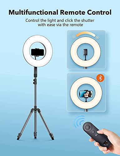 14" Selfie Ring Light, Ring Light with Stand Features 78" Extendable Tripod and 2 Phone Holders, Dimmable LED Ring Light for Makeup Studio Portrait YouTube Vlog Video Recording