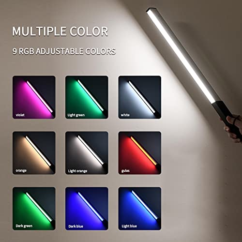 Light Wand Photography LED RGB Portable Handheld ZKEEZM 9 Colours Temperatures,1000 Lumens Photography Video Lighting Stick, Adjustable 3000-6000K, USB Rechargable Battery 12 Brightness Levels CRI95+