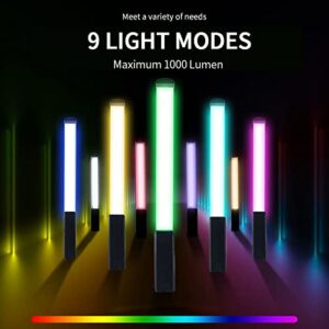 Light Wand Photography LED RGB Portable Handheld ZKEEZM 9 Colours Temperatures,1000 Lumens Photography Video Lighting Stick, Adjustable 3000-6000K, USB Rechargable Battery 12 Brightness Levels CRI95+