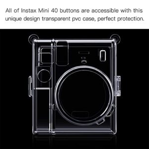 Fintie Protective Clear Case for Fujifilm Instax Mini 40 Instant Film Camera - Crystal Hard PVC Cover with Removable Shoulder Strap, Clear