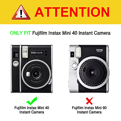 Fintie Protective Clear Case for Fujifilm Instax Mini 40 Instant Film Camera - Crystal Hard PVC Cover with Removable Shoulder Strap, Clear