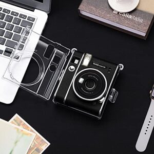 Fintie Protective Clear Case for Fujifilm Instax Mini 40 Instant Film Camera - Crystal Hard PVC Cover with Removable Shoulder Strap, Clear