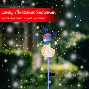 haitianxin Christmas Solar Garden Lights Stakes Snowman Pole Lamp New Year Decor Yard Art Outdoor Winter Lawn Pathway