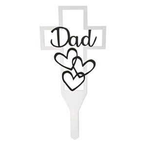 cemetery memorial cross stake, metal cross pile garden yard signs grave marker memorial plaque stakes for dad/mom deceased relatives, outdoor easter decoration wall decor lawn stake (dad white)…