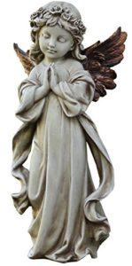 napco 11231 praying angel with bronze wings garden statue, 12.5″
