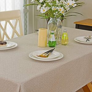 spring garden home table protector for dinning room table heavy weight rectangle/oblong table cloth cover for kitchen party patio indoor outdoor, 52×70-inch, linen