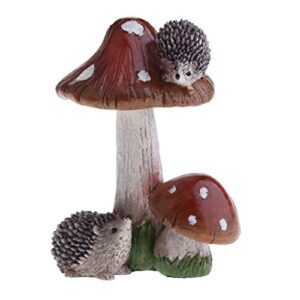 Resin Mushroom with Animal Ornament Fairy Garden Mushroom Garden Pots Decoration Pottery Ornament for DIY Dollhouse Potting Shed Flowerpot Plants Statue - Hedgehog Brown Mushroom