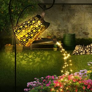 solar watering can with lights, halloween garden decor lights 60leds waterproof hanging solar lantern,mother’s day christmas gift for table patio lawn yard landscape pathway