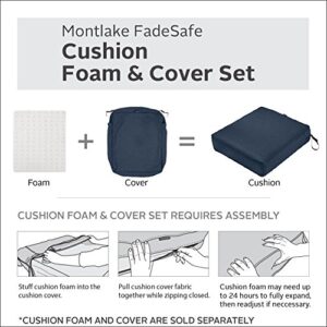 Classic Accessories Montlake FadeSafe Water-Resistant 15 x 2 Inch Round Outdoor Chair Seat Cushion Slip Cover, Patio Furniture Cushion Cover, Heather Indigo Blue, Patio Furniture Cushion Covers