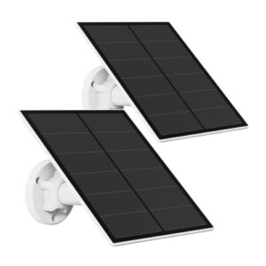 5w solar panel for wireless outdoor security camera compatible with dc 5v rechargeable battery powered surveillance cam, continuous solar power for camera, ip65 weatherproof(2 pack)