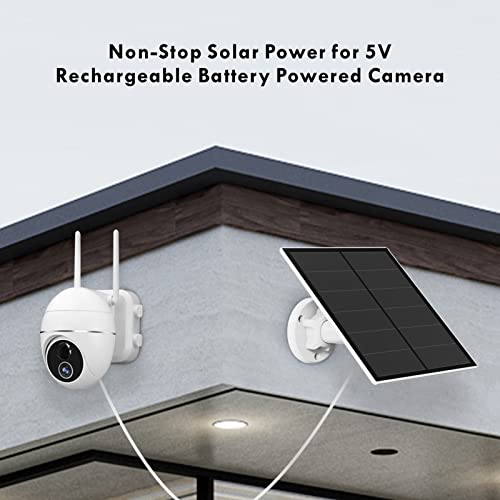 5W Solar Panel for Wireless Outdoor Security Camera Compatible with DC 5V Rechargeable Battery Powered Surveillance Cam, Continuous Solar Power for Camera, IP65 Weatherproof(2 Pack)