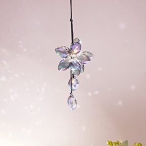 Flower Crystal Sun Catcher Chandelier Car Charm Hanging Ornament Decoration for Home Window Garden Rainbow Maker Pendant