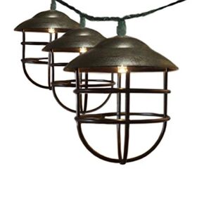 ACRAFT Antique Bronze Metal Lanterns String Lights with Vintage Style Brown Lantern Pendant Lighting for Carport Tree Branches Outdoor Garden 10 Bulbs 7.1ft (Plug in)