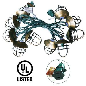 ACRAFT Antique Bronze Metal Lanterns String Lights with Vintage Style Brown Lantern Pendant Lighting for Carport Tree Branches Outdoor Garden 10 Bulbs 7.1ft (Plug in)