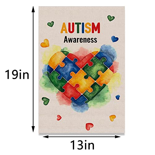 Autism Awareness Garden Flag Puzzle Piece Heart Inspirational Support Vertical Double Sized Yard Outdoor Decoration