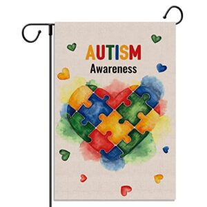 autism awareness garden flag puzzle piece heart inspirational support vertical double sized yard outdoor decoration
