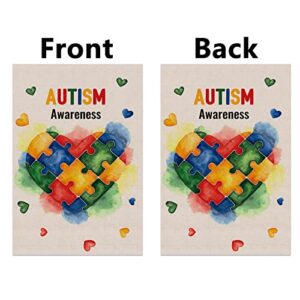 Autism Awareness Garden Flag Puzzle Piece Heart Inspirational Support Vertical Double Sized Yard Outdoor Decoration