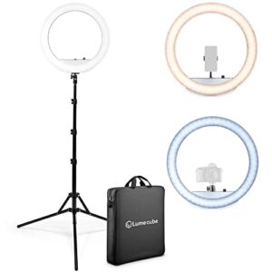 lume cube 18″ cordless ring light kit for smartphones and cameras | bicolor light for youtube videos, zoom, tiktok, twitch, streaming | adjustable color, brightness, carry case & 6.5 ft stand included