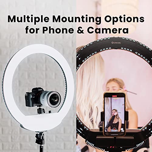 Lume Cube 18" Cordless Ring Light Kit for Smartphones and Cameras | Bicolor Light for YouTube Videos, Zoom, TikTok, Twitch, Streaming | Adjustable Color, Brightness, Carry Case & 6.5 ft Stand Included