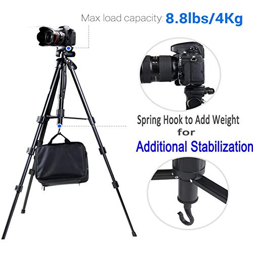 Regetek 73" Camera Tripod Travel Monopod (Aluminum Professional Video Camera Mount) Adjustable Stand with Flexible Head for Canon Nikon DV DSLR Camcorder Webcam Gopro cam& Carry Bag & Cellphone Mount