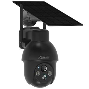 anran 2k security camera outdoor – solar camera wireless with 360° view, smart siren, spotlights, 3mp color night vision, ai human detection, 2-way talk, compatible with alexa, q3 black