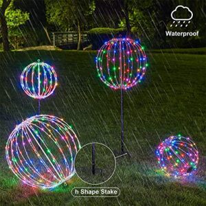 Lightshare 12IN 96LED Light Ball Yard Decoration Pathway Lights Sphere Light with Remote Control Fold Flat Metal Frame Indoor Outdoor Waterproof Garden Lights TJQ30W-RGB