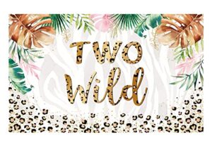 funnytree two wild backdrop for girls 2nd birthday party decoration leopard theme floral jungle photo background photobooth props