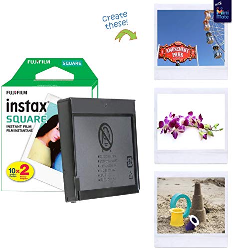 Fujifilm Instax Square Instant Film (3 Pack, 60 Sheets) 5 Plastic Desk Frames + 10 Paper Frames Plus 60 Border Frames