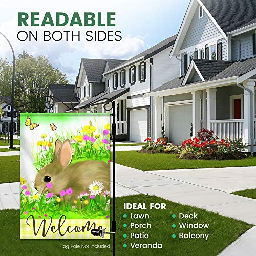Home4Ever Easter Garden Flag - 12.5 x 18 Inch Seasonal Welcome Yard Flag - Double-Sided Printed Art Easter Outdoor Decor for House Patio, Porch, Lawn - Spring Easter Bunny Design - Suits Most Stands