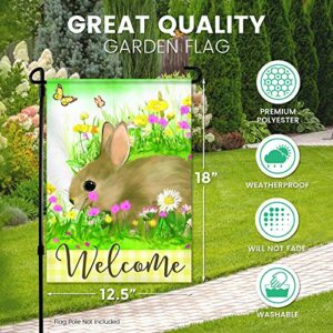 Home4Ever Easter Garden Flag - 12.5 x 18 Inch Seasonal Welcome Yard Flag - Double-Sided Printed Art Easter Outdoor Decor for House Patio, Porch, Lawn - Spring Easter Bunny Design - Suits Most Stands