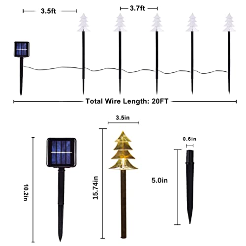 PIXFAIRY Solar Christmas Pathway Lights Outdoor, Waterproof Solar Powered Stake Lights, Christmas Decorations for Home, Pathway, Garden, Walkway, Yard, Lawn, Patio (5 Tree)