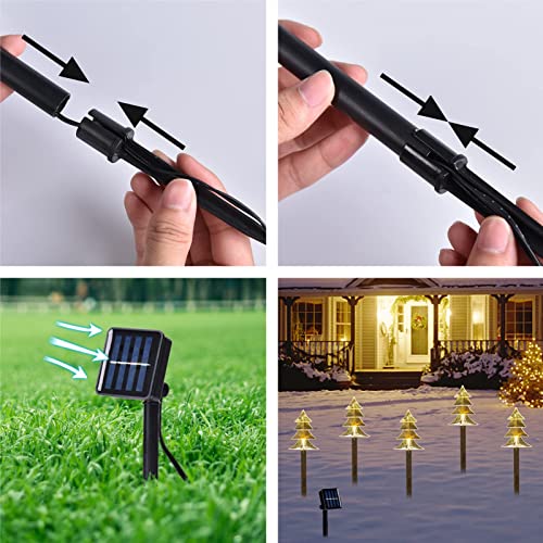 PIXFAIRY Solar Christmas Pathway Lights Outdoor, Waterproof Solar Powered Stake Lights, Christmas Decorations for Home, Pathway, Garden, Walkway, Yard, Lawn, Patio (5 Tree)