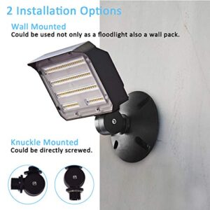 SZGMJIA 40W LED Flood Light, Outdoor Security Floodlights Fixture with Knuckle Mount & Base, Dusk-to-Dawn Photocell Daylight 5,200lm(200W Equivalent) IP65 Waterproof for Entrance Garden Yards(2Pack)