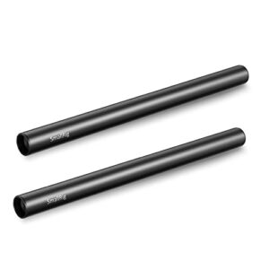 smallrig 8 inches (20 cm) black aluminum alloy 15mm rod with m12 female thread, pack of 2 – 1051