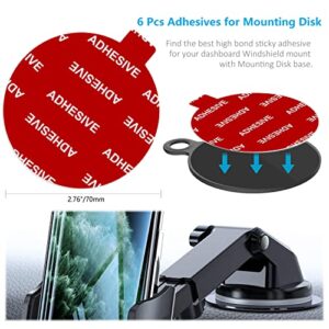 Sticky Adhesive Replacement for Windshield Camera Holder, AZXYI 6pcs 2.76''(70mm) VHB Circle Double-Sided Adhesive Tapes for Dashboard Suction Cup Mount, Mounting Disk Pads, Dash Cam/GPS/Sucker Holder