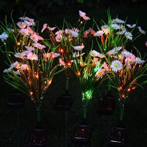 amzstar solar garden stake lights,28 led daisy flower decorative lights outdoor waterproof solar powered landscape lights for yard/patio/walkway/pathway/path light (white)