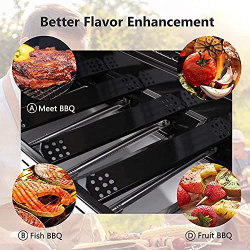 Criditpid Grill Heat Tent Plate Flame Tamer Compatible for Grill Master 720-0697 720-0737, Nexgrill 720-0830H 720-0783E 720-0830A 720-0830D, Porcelain Steel Burner Cover for Nexgrill 720-0830H