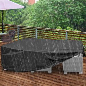 ankiber patio furniture set covers waterproof , 600d outdoor rectangular anti-uv sofa loveseat couch covers, black heavy duty chair table protection covers (90″x62″x28″)
