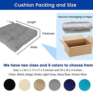 ROSNINIKA Outdoor Chair Cushions 2 Pcs Outdoor Cushions Patio Furniture Cushions Chair Cushion Patio Chair Seat Pads with Ties 19x19 Inches Light Gray