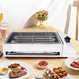 110v electric grills indoor, 1800w portable stainless steel smokeless bbq grill countertop barbecue oven removeable stainless steel grate and oil drip tray,for indoor outdoor kitchen garden