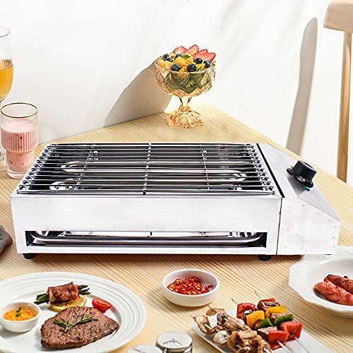 110V Electric Grills Indoor, 1800W Portable Stainless Steel Smokeless BBQ Grill Countertop Barbecue Oven Removeable Stainless Steel Grate and Oil Drip Tray,for Indoor Outdoor Kitchen Garden