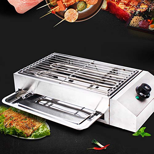 110V Electric Grills Indoor, 1800W Portable Stainless Steel Smokeless BBQ Grill Countertop Barbecue Oven Removeable Stainless Steel Grate and Oil Drip Tray,for Indoor Outdoor Kitchen Garden