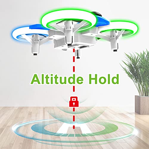 Dwi Dowellin 4.9 Inch Mini Drone for Kids LED Night Lights One Key Take Off Landing Flips RC Remote Control Small Flying Toys Drones for Beginners Boys and Girls Adults Nano Quadcopter, Blue