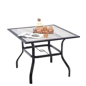 vicllax outdoor patio metal dining table with umbrella hole- outdoor patio garden furniture (4 seats, grey)