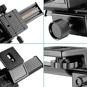 Neewer Pro 4-Way Macro Focusing Focus Rail Slider/Close-Up Shooting for Canon Nikon, Pentax, Olympus, Sony, Samsung and Other Digital SLR Camera and DC with Standard 1/4-Inch Screw Hole